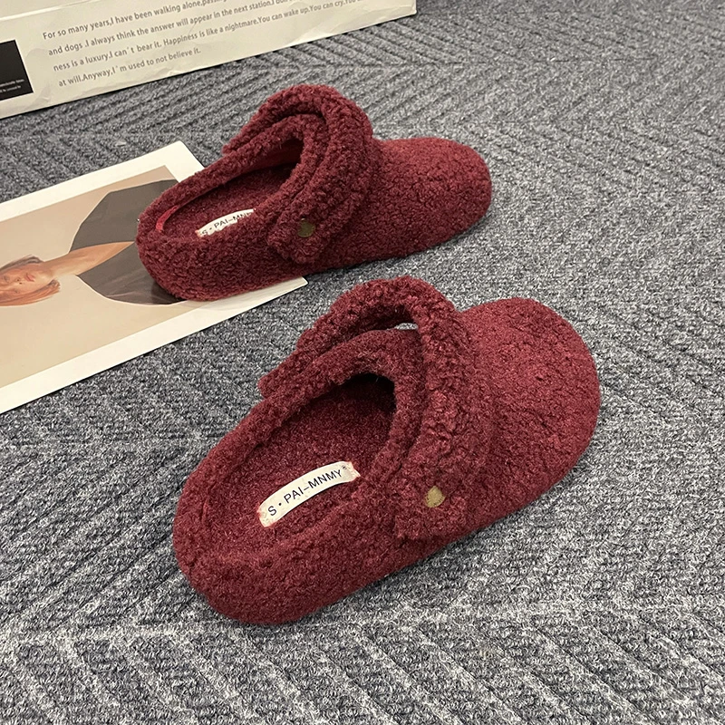 🩴 Winter Cotton Drag Outside Flat Fluffy Slippers