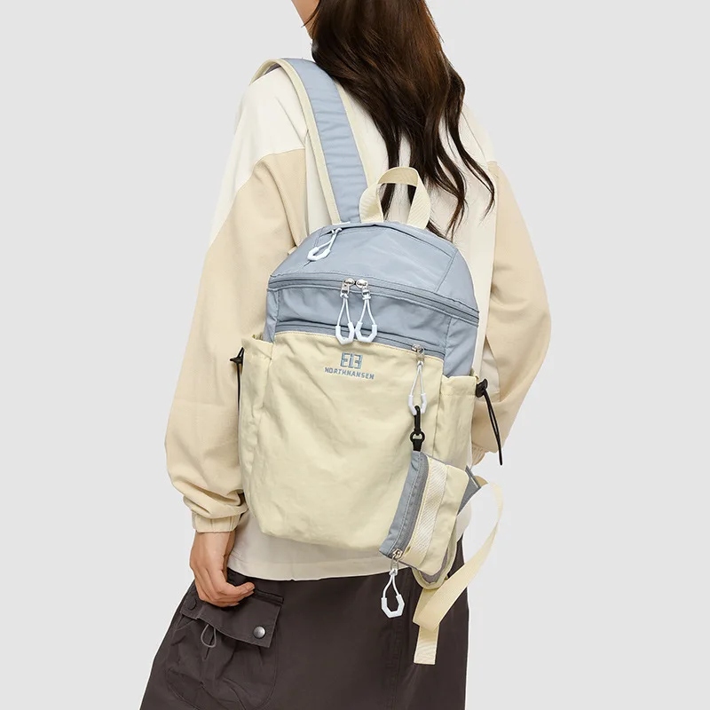 Large Capacity Short Trip Bag New Style Women's Commuter Backpack Fashion Color Block Lady's Double Shoulder Bag