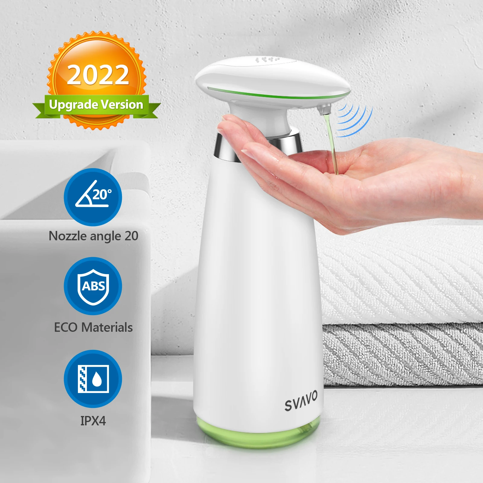 Auto sensor soap dispenser, battery-powered, three-level liquid volume adjustment, can hold liquid hand sanitizer, detergent...