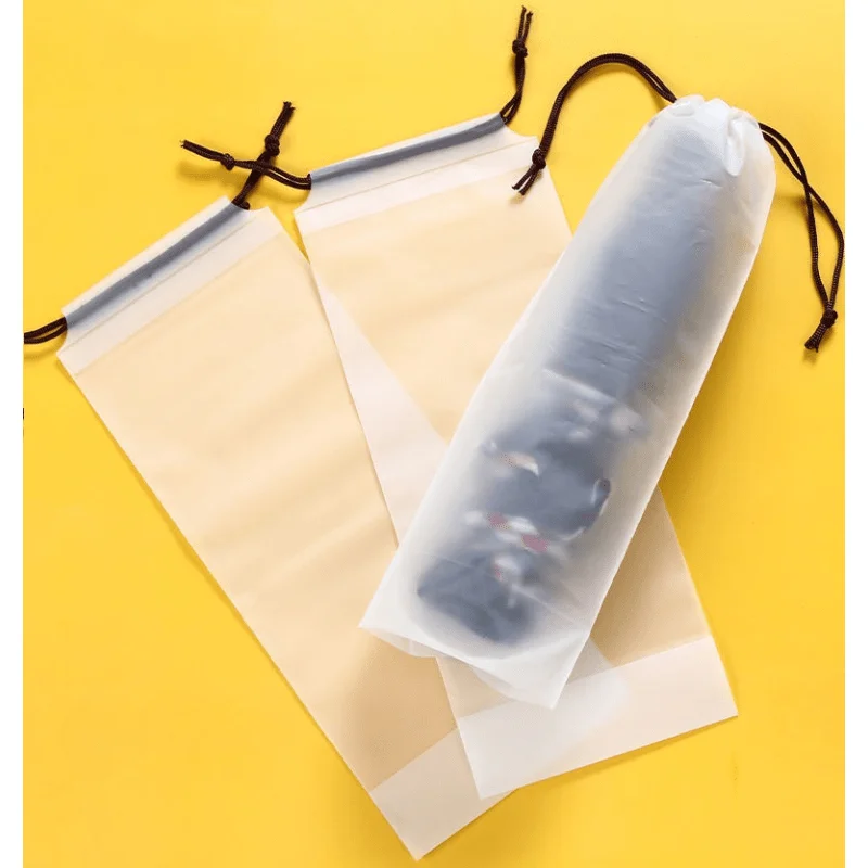 Waterproof Matte Translucent Umbrella Storage Bag with Drawstring-Durable, Portable & Versatile Organizer for Home and Travel