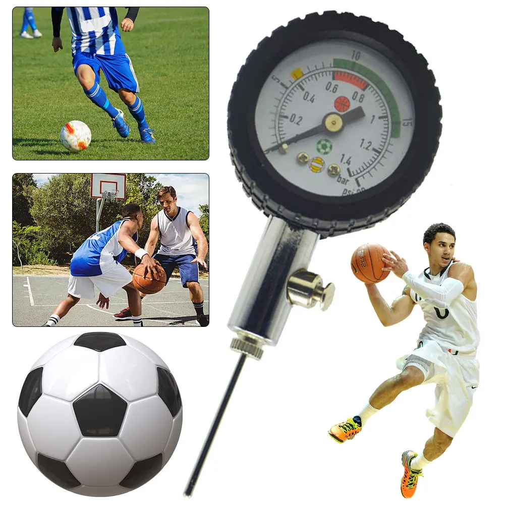 Portable Ball Pressure Gauge with Inflation Needles & Air Valve Stainless Steel Barometer Tool for Basketball Soccer
