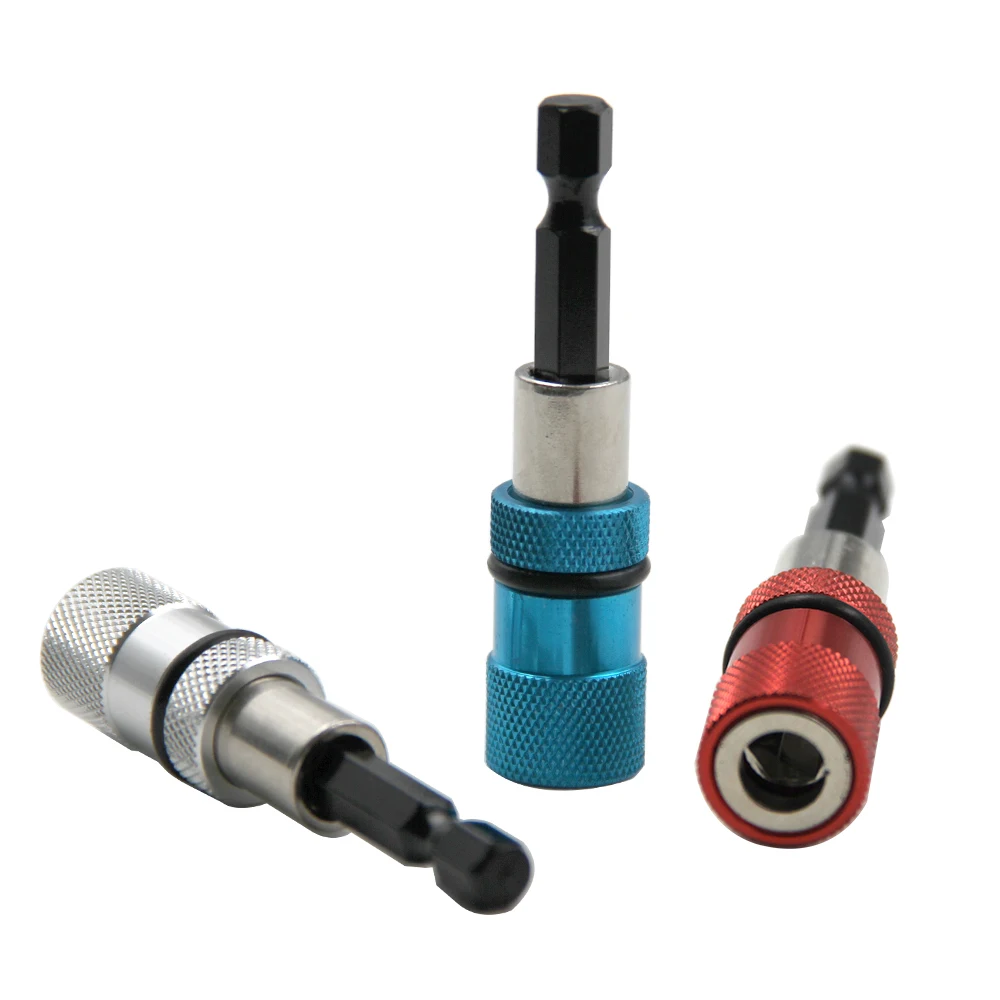 Electric screwdriver bit 1/4 Stainless Steel Electric Screwdriver Bit Limit Magnetic Connecting Rod Screwdriver Depth Adjustable Extension Rod Tool