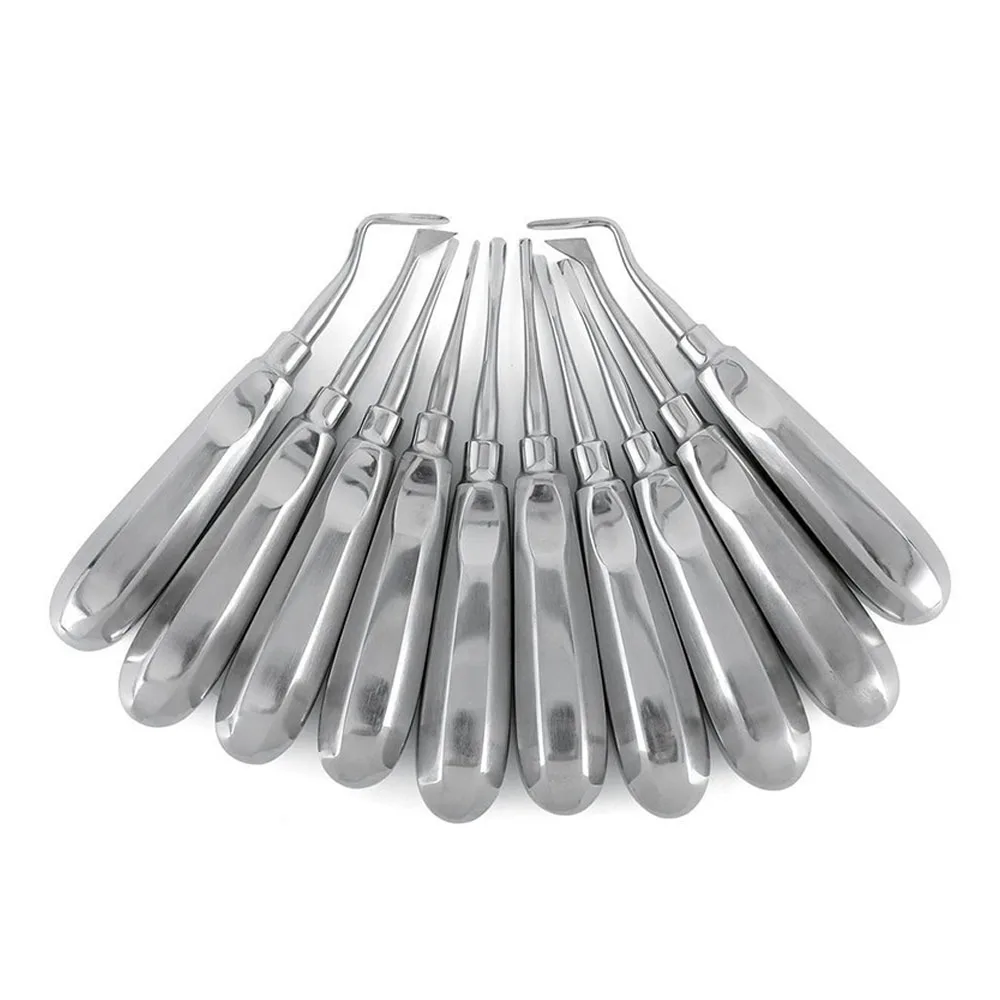 10/13-teiliges Zahnmedizinisches Edelstahl-Zangen-Set mit Gebogenen Wurzelzangen, Sechskantgriff, Zahnextraktions-Elevatoren, Dentalinstrumente