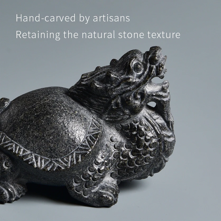 Dragon Turtle Statue Money Wealth Animal Figurine Tea Pet Home Decor Office Ornament TeaWare Natural Stone Fortune Lucky Gift 3