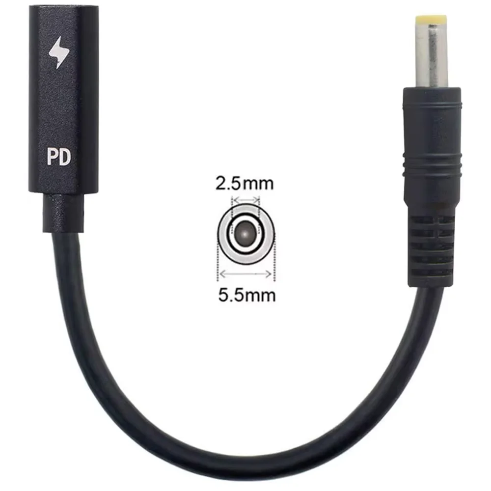 Type C USB-C Female Input to DC 5.5x2.5mm Power PD Charge Cable fit for Laptop 18-20V