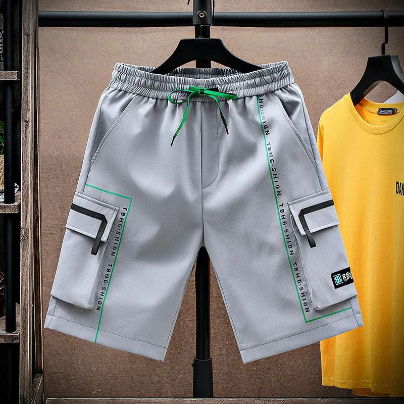 thumbnail image 1 of Pantalones cortos cargo para hombre, bermudas, pantalones cortos para hombre con bolsillos, cordón ajustable, pantalones cortos desgastados, cintura elástica elástica cómoda para hombre, 1 of 5