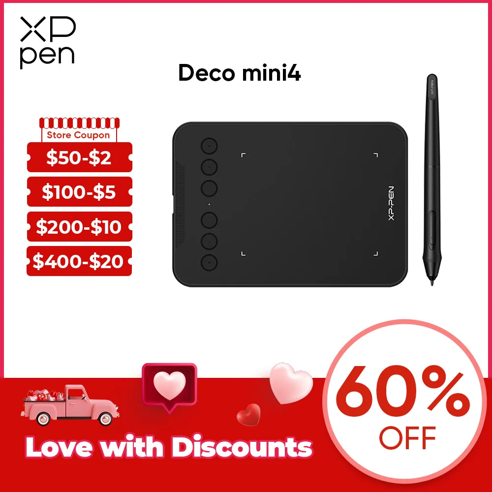 Xppen New Deco Mini4 Drawing Tablet Digital Graphic Tablets Usb 8192 Levels Android Mac Windows