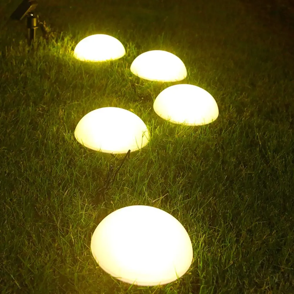 5pcs Half Ball Shaped Solar Ground Lights 1 Drag 5 Reusable Lawn Lamp Weatherproof Cobblestone Lamp Landscape Stairs Yard Deck