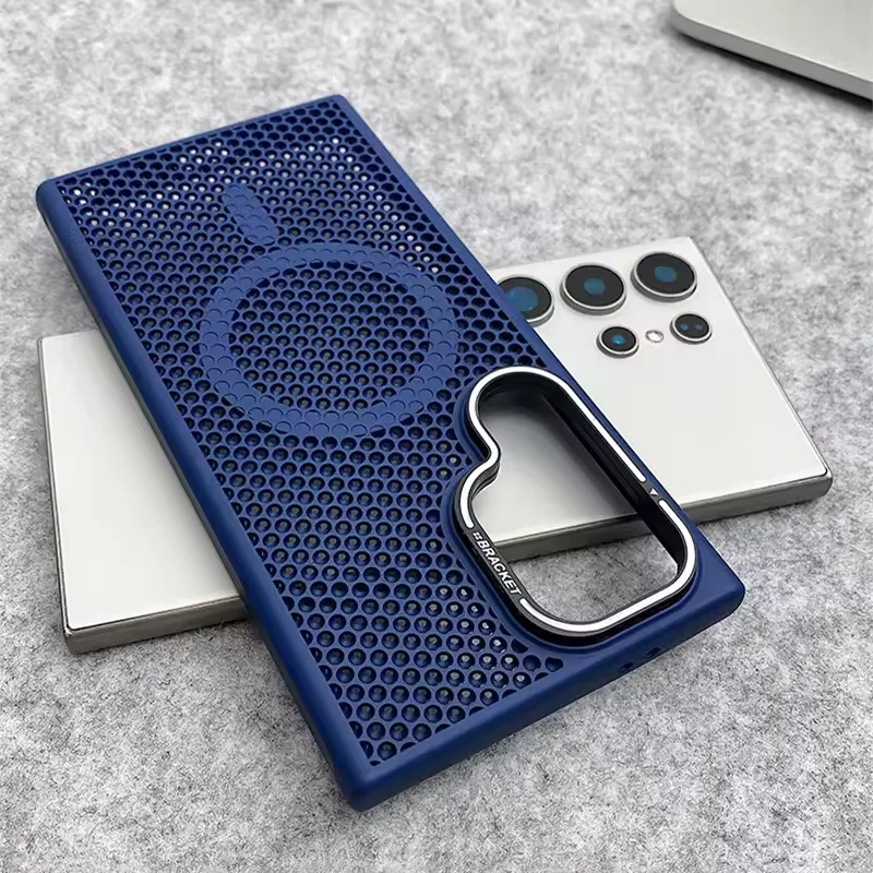 Luxury Breathable Mesh Magnetic Case with Lens Stand and Cooling Shockproof Cover