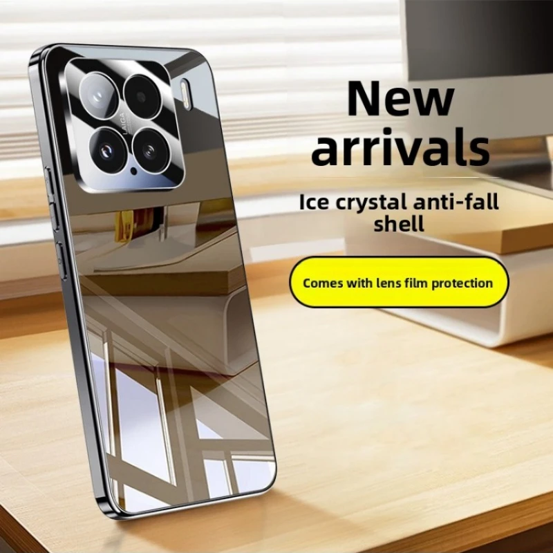 Ice Crystal Electroplated Glass Mirror Case with Lens Protection