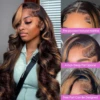 Perruque Highlight en Cheveux Humains Ondulés, Perruques Lace Front 13x6, Perruque Lace Front Ombrée 13x4 Vietnamienne pour Femmes, Perruques Noires 1B/30 230% 7