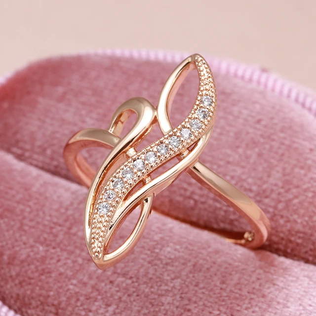 Comprar Anillos Kinel de oro rosa de gran tamaño para mujer, anillos de  boda elegantes