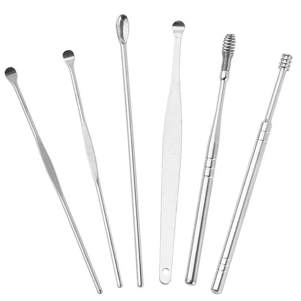 

6Pcs/set Ear Wax Pickers Stainless Steel Earpick Wax Remover Curette Ear Pick Cleaner Ear Cleaner Spoon Care Ear Clean