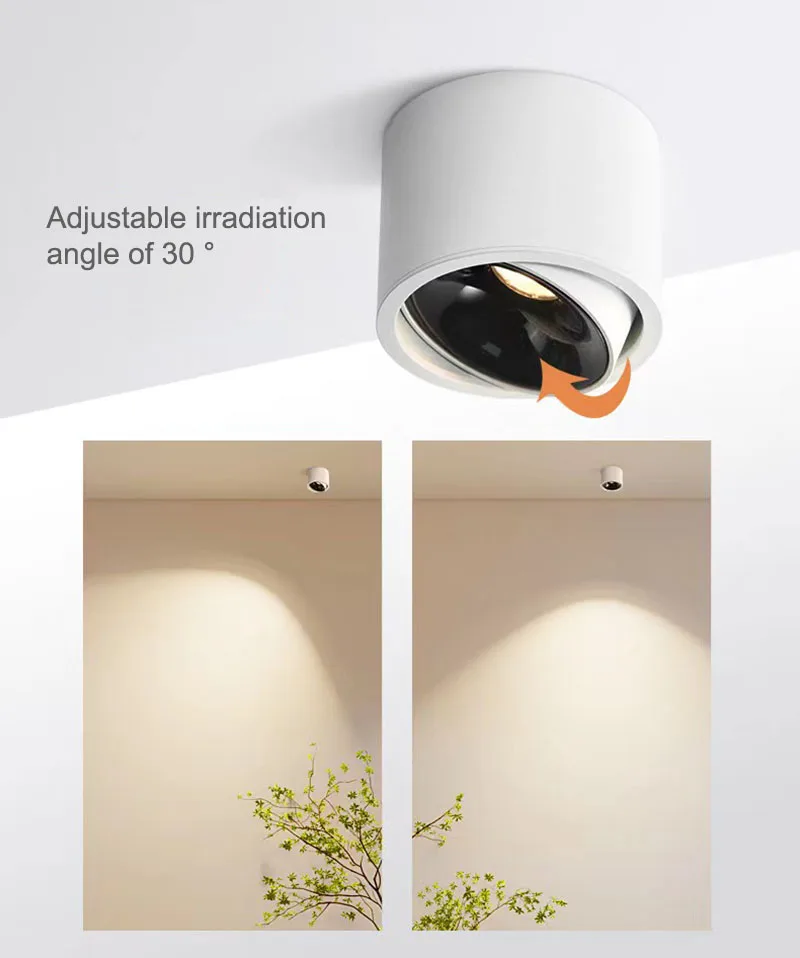 Led Spotlight Adjustable Angle Cob Super Bright Downlight 5w 7w 9w 12w 15w Surface Mounted Small Ceiling Light Indoor Lighting 5