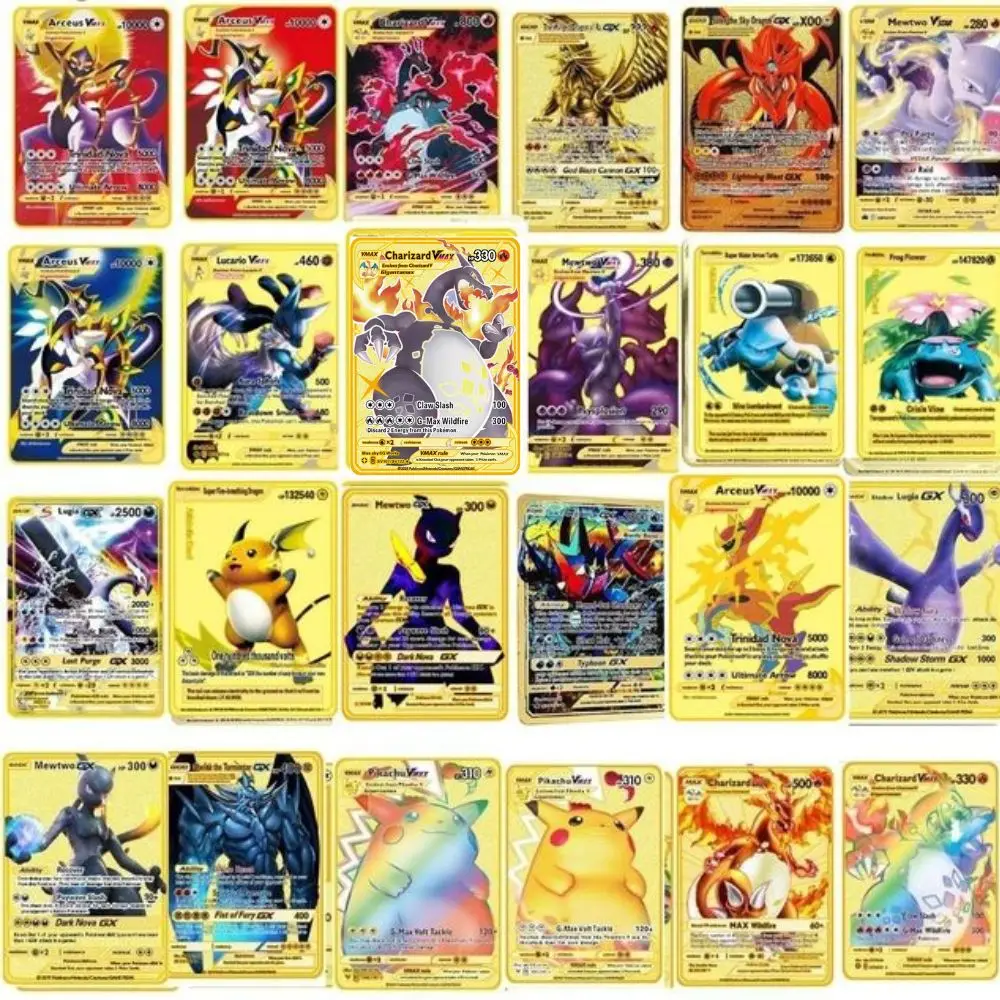 24PCSSpanish Pokémon Cards Metal Pokemon Letters Spanish