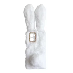 Fluffy Cute 3D Rabbit Fur Phone Case - Cozy and Adorable Cover for Nokia G300 (White)