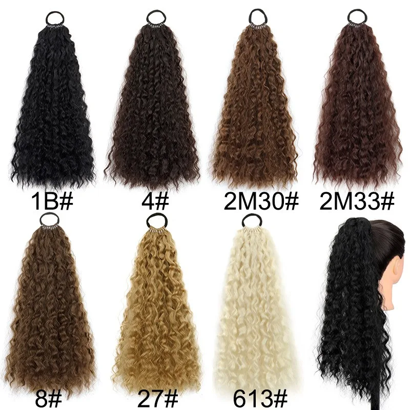 18Inchs Synthetic Kinky Curly Ponytail Clip In Hair Extension For Women  Hairpiece Drawstring DIY Ponytail