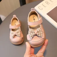 2024 Baby Girls Leather Shoes Spring and Autumn Soft Bottom Princess Bow-knot Casual Toddlers Kids Fashion Baby First Walkers 1