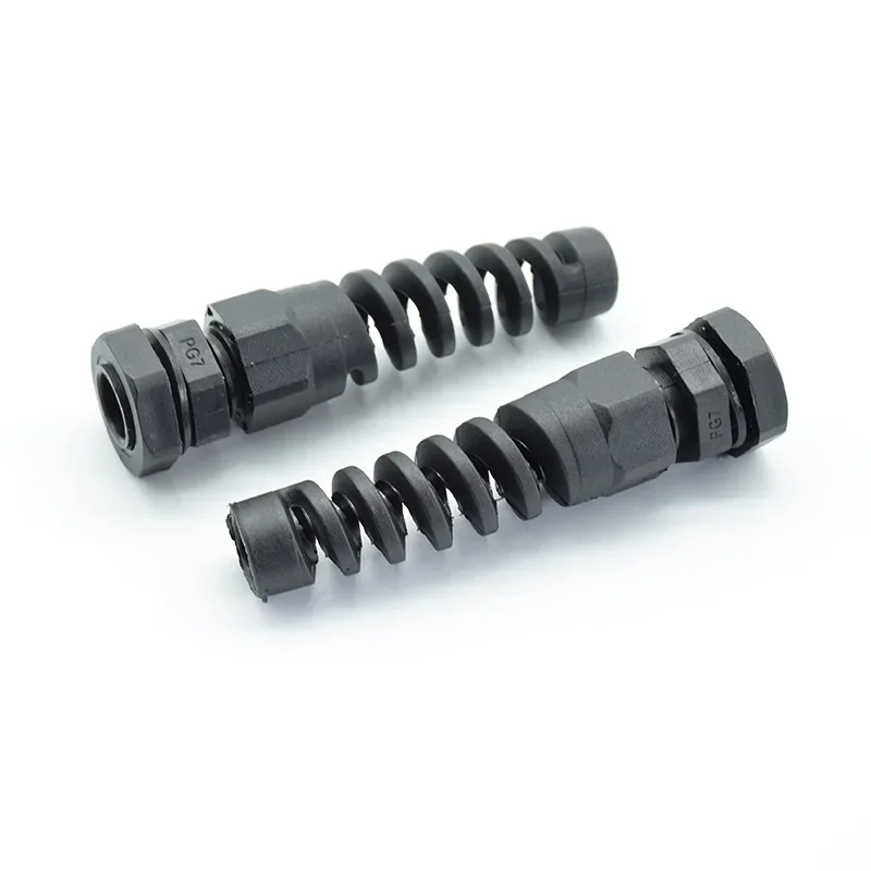 5pcs IP68 Waterproof M12 PG7/PG9/PG11 Cable Gland Connector Plastic Flex Spiral Strain Relief Protector For 3.5-6mm Wire Thread
