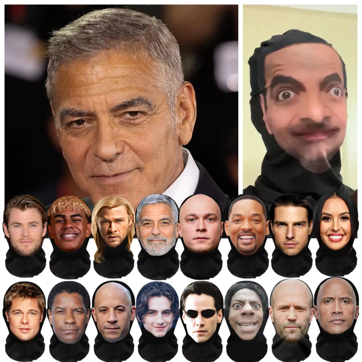 3D Funny Elastic Realistic Celebrity Mask Full Face Cosplay Balaclava Halloween Party Props Headcovers