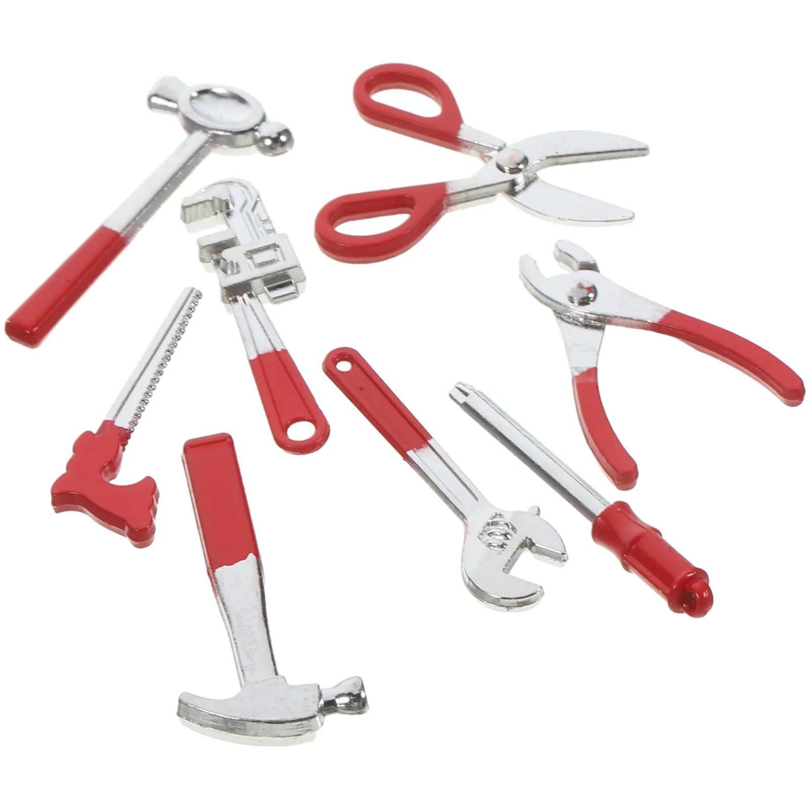 8Pcs 미니 하우스 시뮬레이션 수리 도구 세트 장 소형 합금 미니어처 액세서리 놀이용 미니 도구 장식품