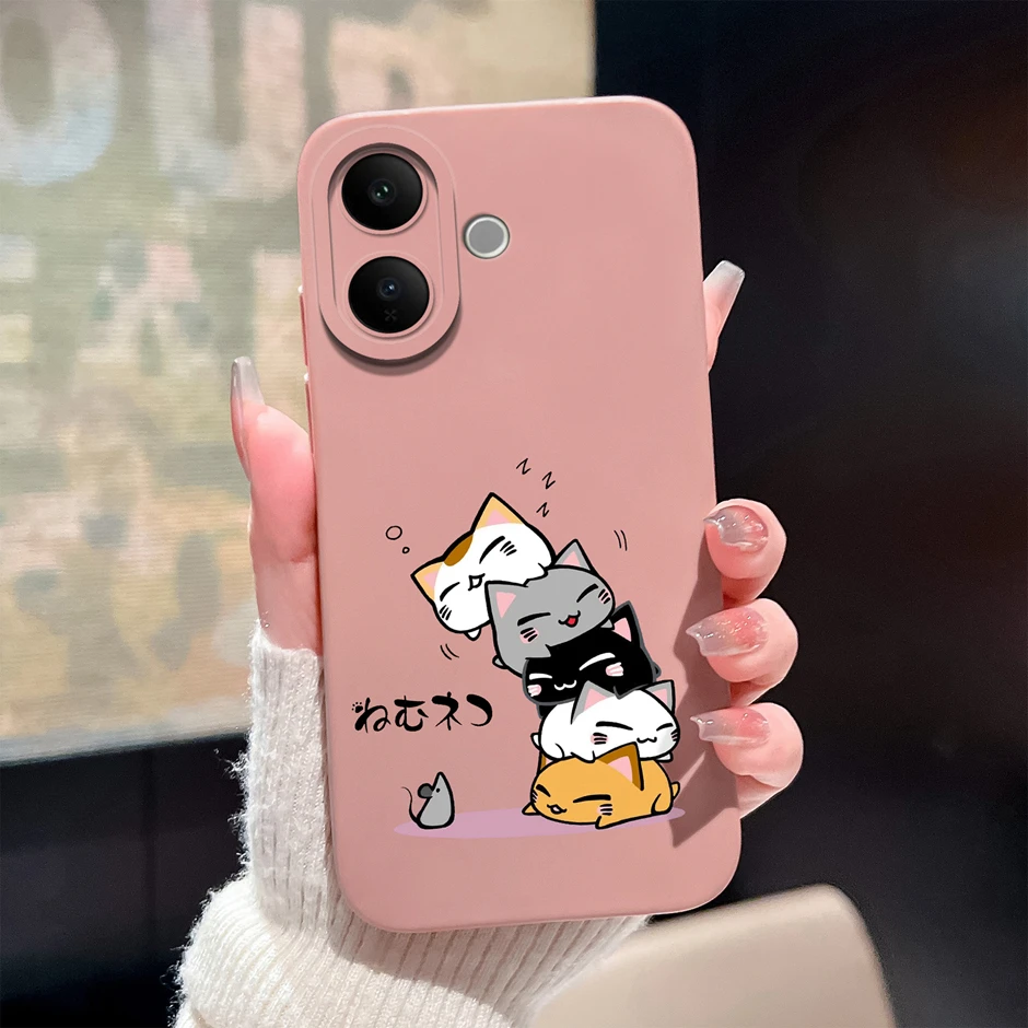 Cute Cartoon Kitten Heart Drop-Resistant Anti-Scratch Phone Cover