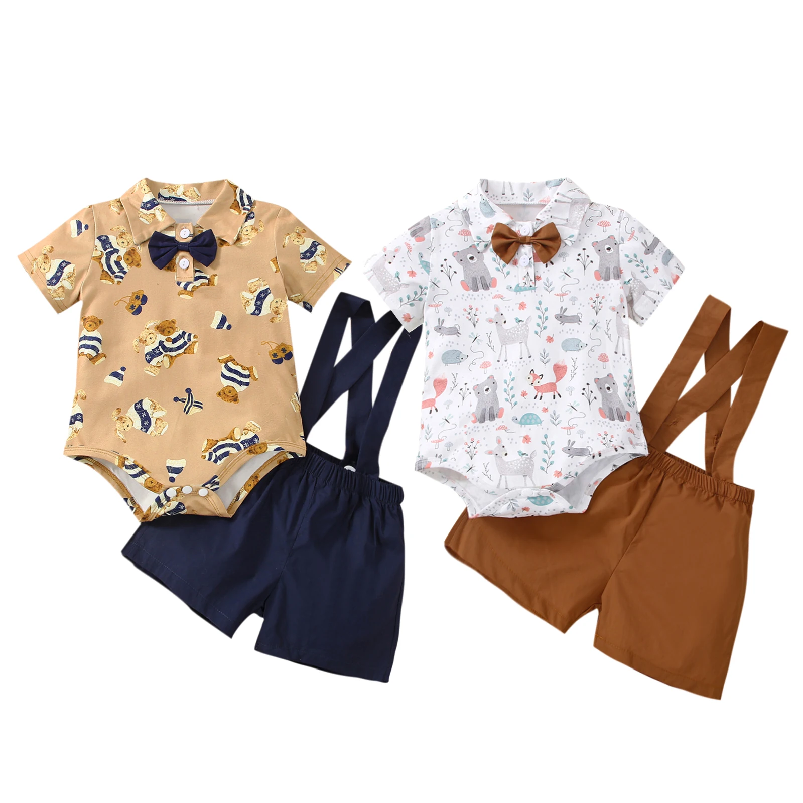 Boy Outfit Animal Print Boys Outfits Sets Suspender Shorts Set