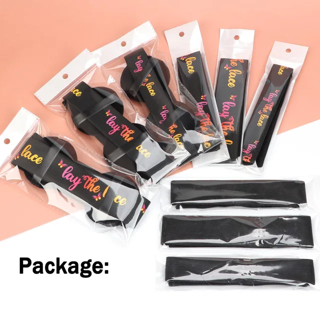 Atimiaza 2 Bandas Elásticas Para Pelucas, Encaje Con Borde Fundido Para Colocar Los Bordes, Banda Fundida Para Pelucas De Encaje Frontal (negro Y Rosa, Paquete De 2