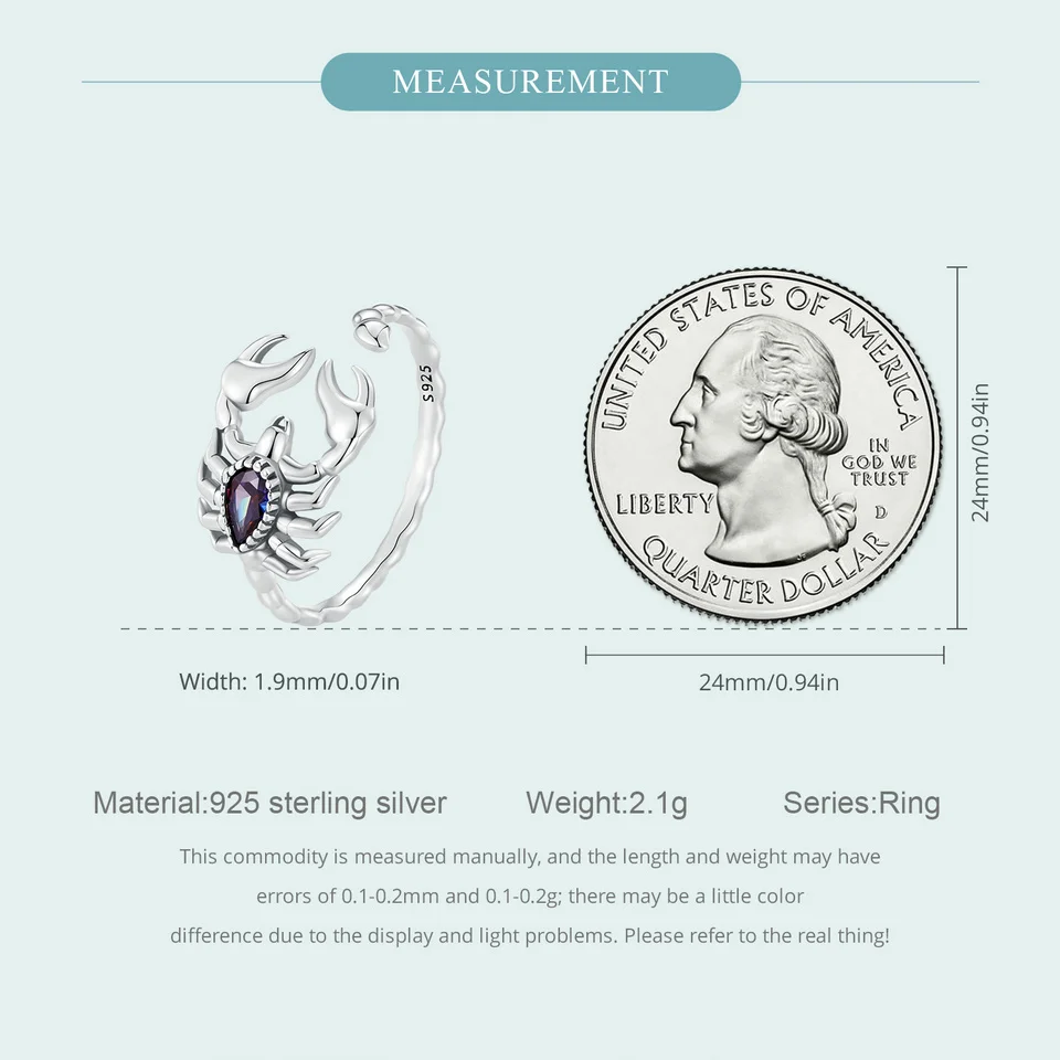 Bague Argent 925 Scorpion Diamant