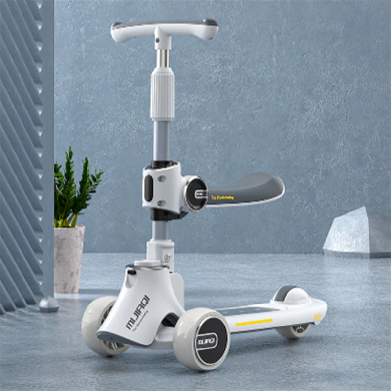 Scooter Children's Three-In-One Scooter Can Sit and Slide One-Key Folding 2-12 Children's Outdoor Sports Smooth Portable