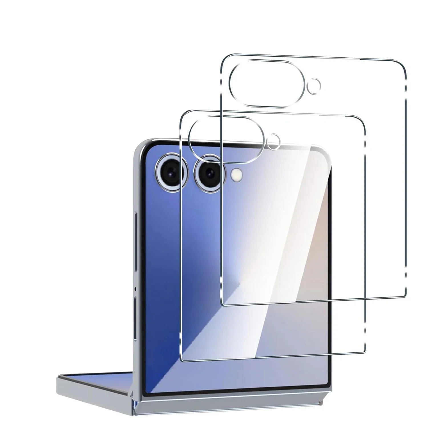 Hinge Protection Hard PC Phone Case with Tempered Glass Screen Protectors