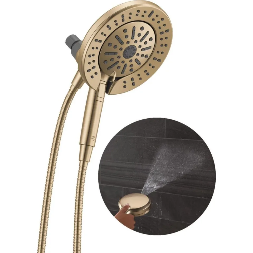 Dual High Pressure Shower Head System Brushed Gold