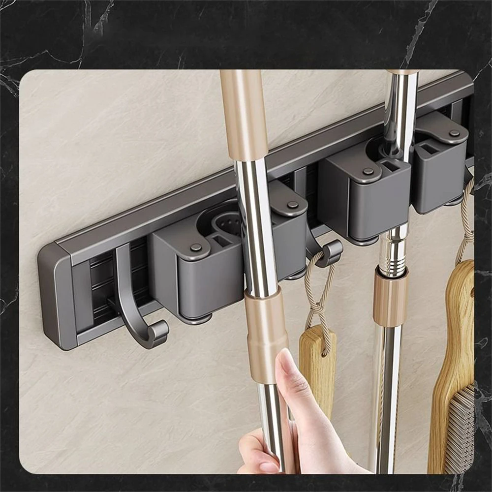Toilet Kitchen Storage Rack Mop Clip Rack Broom Hook Buckle Home Accessories storage rack storage shelf mop holder