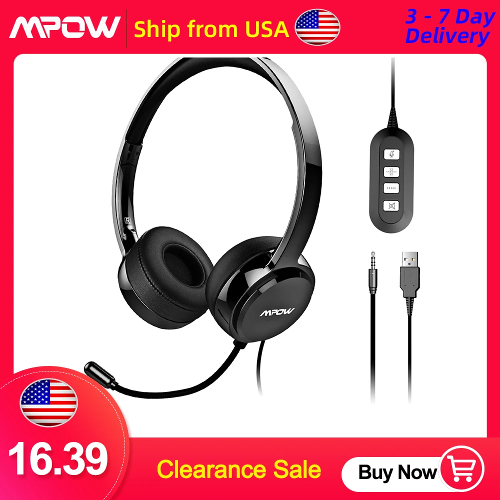 Mpow 071 Usb Headphones 3.5mm Computer 