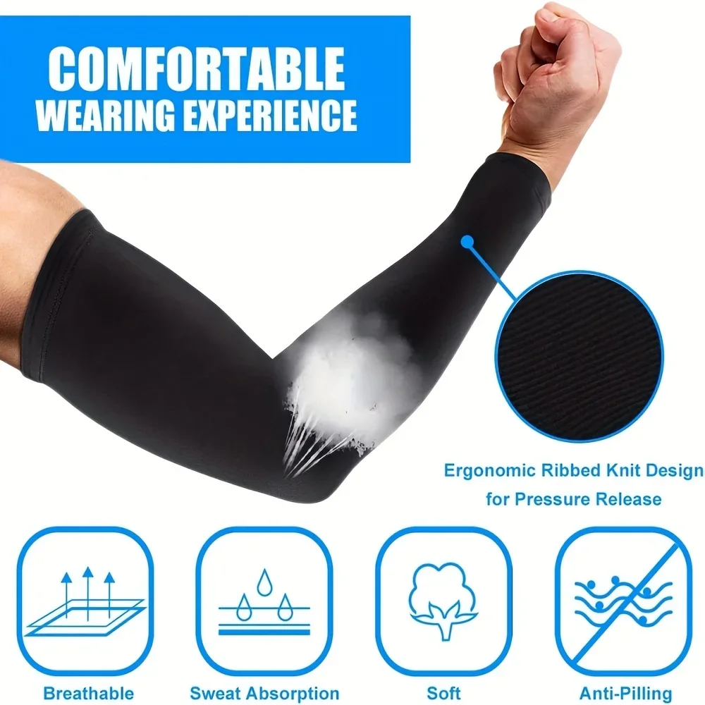 Unisex Arm Sleeves for Men Women Breathable Sweat-absorbing Sleeves Sports Sleeves UV Sun Protection Arm Cover Ice Silk Sleeves