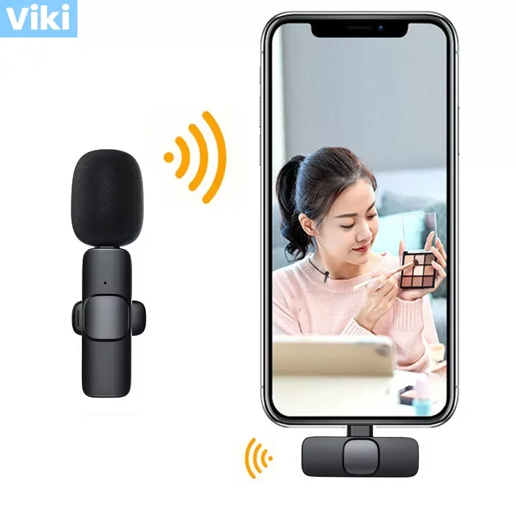 Беспроводной микрофон с зажимом на воротнике, встроенный микрофон для записи видео и шумоподавления