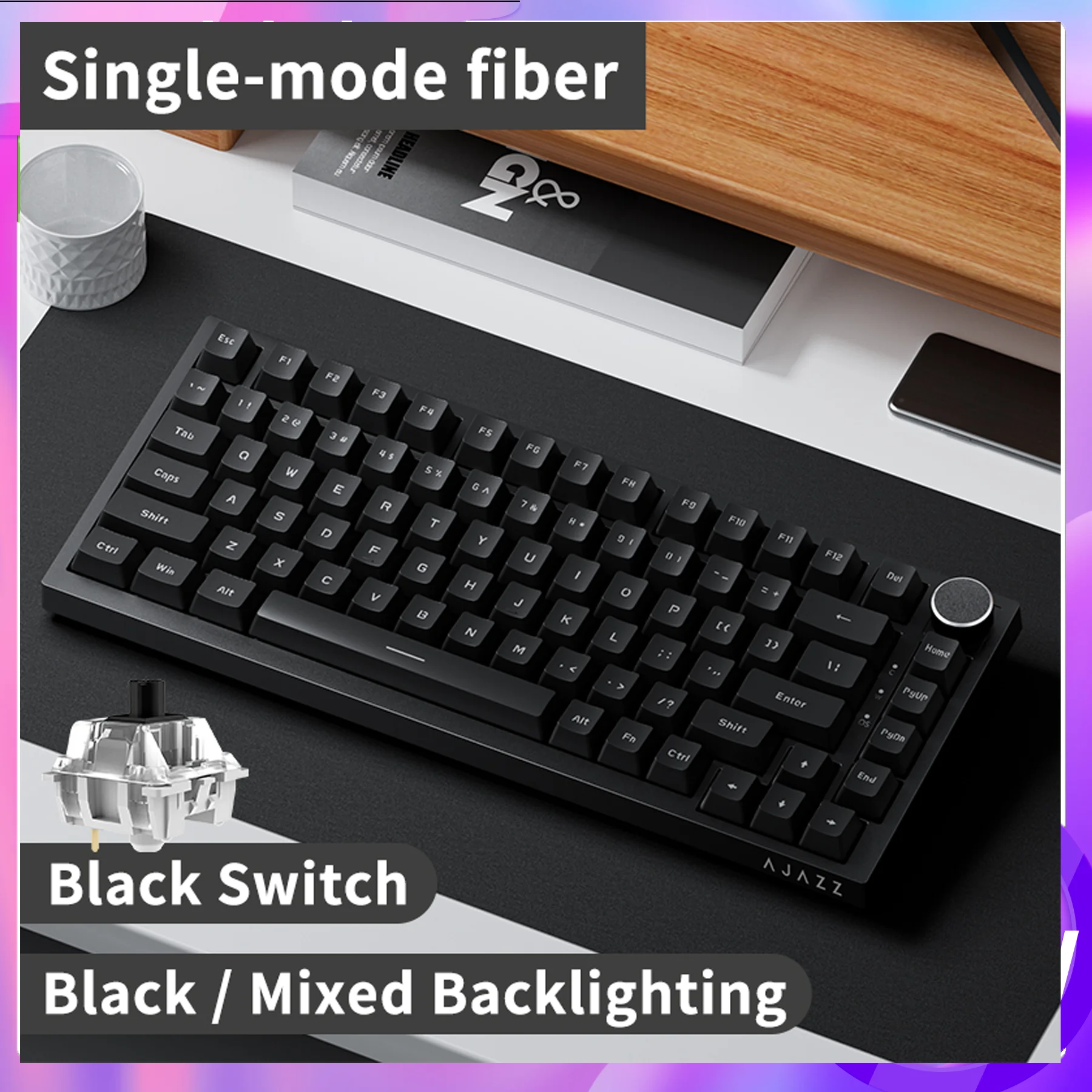 AJAZZ AK820 Mechanical Keyboard Wired USB 75% White Light Hot Swap Gasket Full Key Esports Gaming Keyboard for Pc Laptop Custom