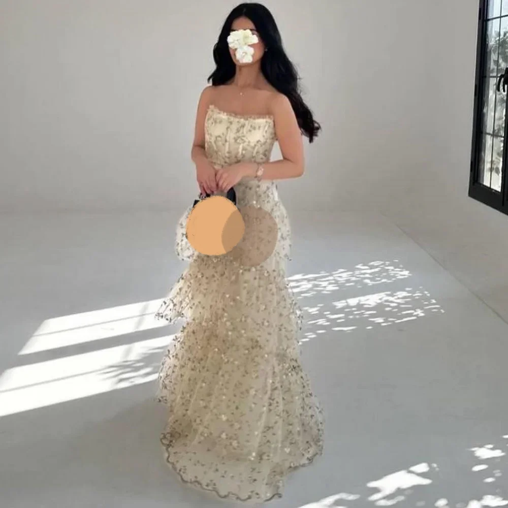 Customized Matching Net Pleat A-line Strapless Midi Dresses Homecoming Dresses Classic Exquisite Modern Style Pastrol Unisex prom dresses prom dress
