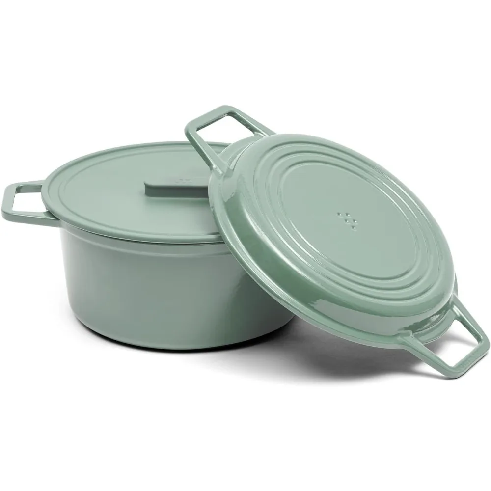

Misen Enameled Cast Iron Dutch Oven - 7 QT Dutch Oven Pot with Grill Pan Lid - Cast Iron Pot with Handles