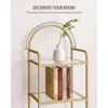 5 Tier Gold Bookcase Bookshelf, Tempered Glass Bookshelves, Slim Shelving Unit for Bedroom, Bathroom, Home Office, Steel Frame 5