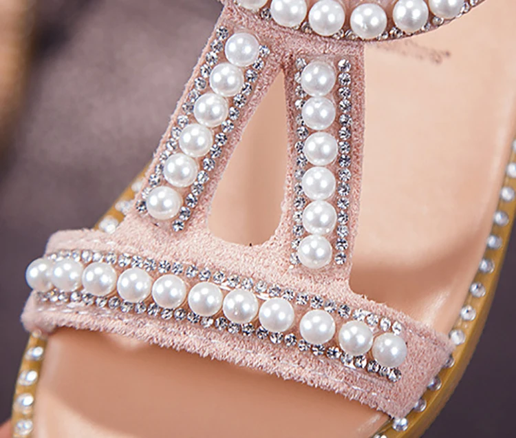 Fashion Girls Sandals Kids Summer Shoes 2022 Elegant Pearl Roman Party Princess Shoe Flats Non-slip Casual Baby Beach Sandals child shoes girl