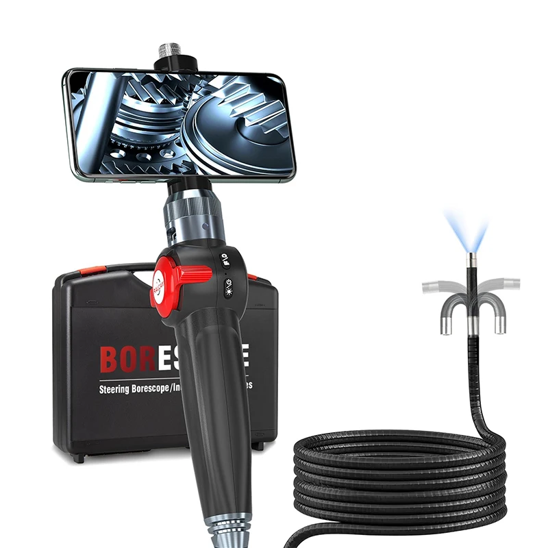 Ralcam Articulating Borescope, Two-Way 180&deg; 6.2mm Lens, 6pcs LED Lights, HD 1080P Inspection Camera for IOS&Android