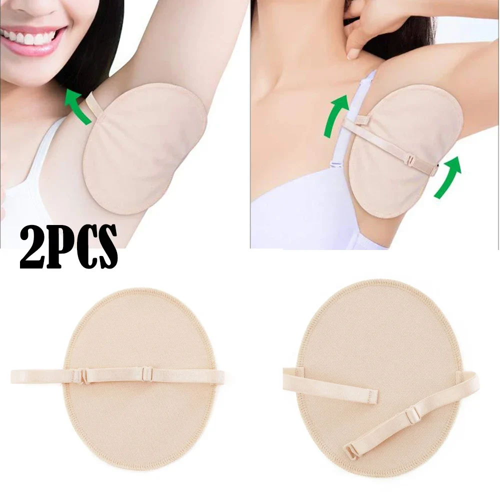

2 Pcs Underarm Pads Reusable Adjusted Breathable Cotton Armpit Sweat Strap Pads for Women Men Cotton Underarm Pads
