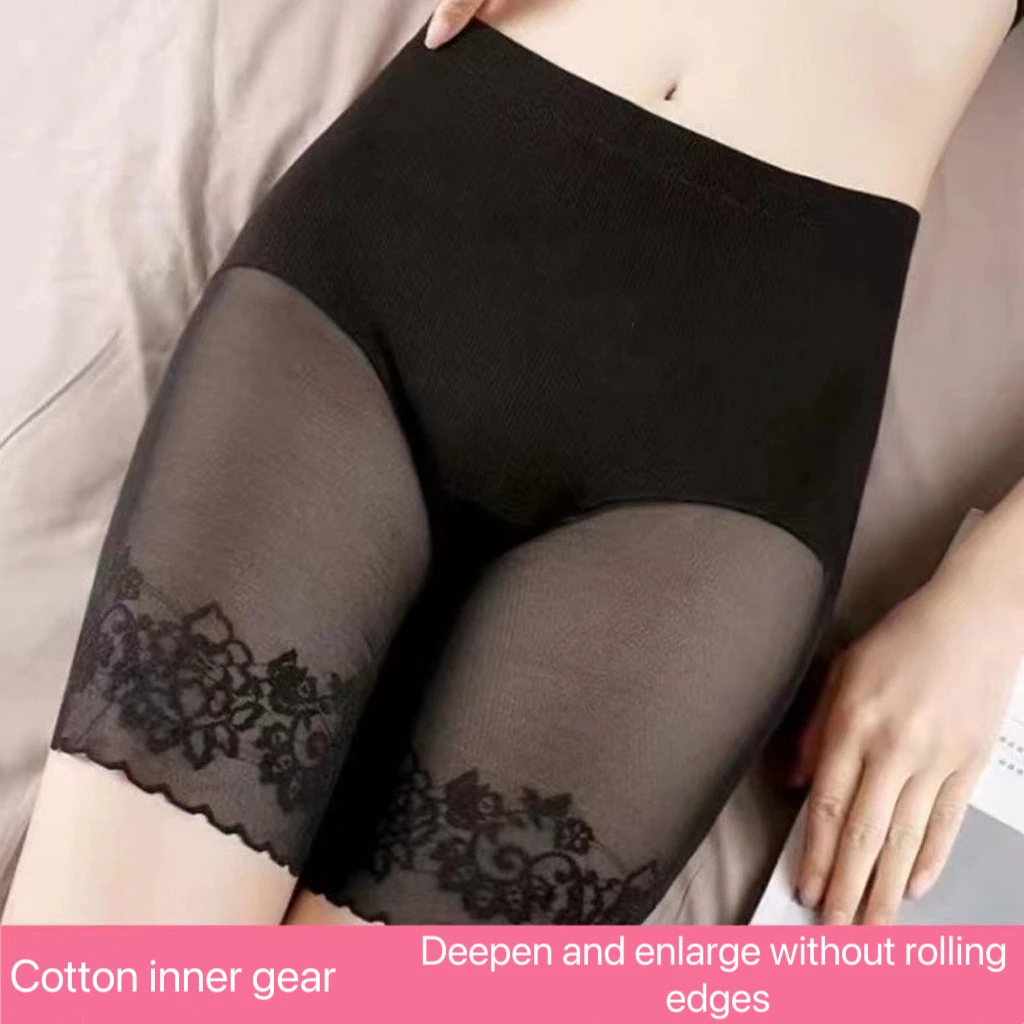 Women High Waist Safety Short Pants Summer Modal Plus Size Soft Underskirt Shorts Anti Rub Thigh Boyshorts Sexy Lace Boxer 1pcs
