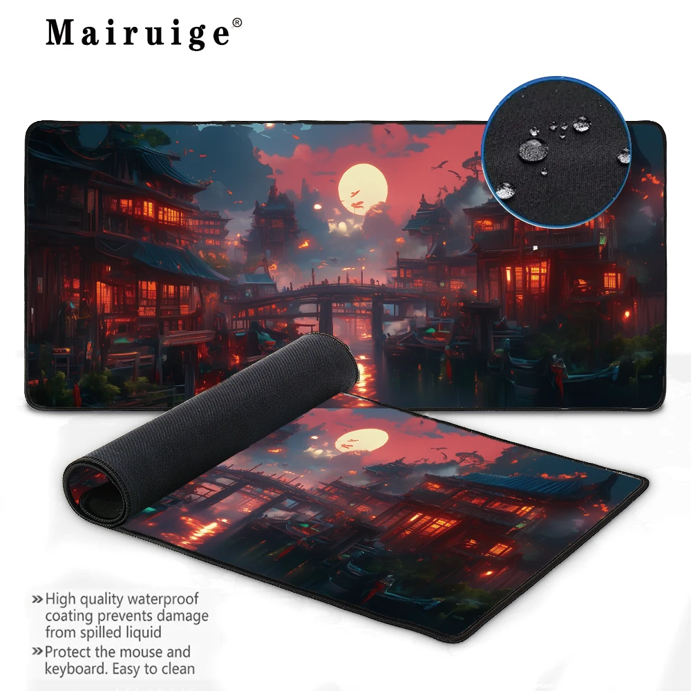 Waterproof Twilight Scenery Large Mousepad - Sunset Desk Mat & Home Office Accessory