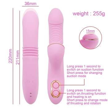 Vibrator Sex Toys for Women Female Clitoral Sucker Vagina Heating Thrusting Sucking Vibrating Dildo Nipple Masturbator Adults 18 5