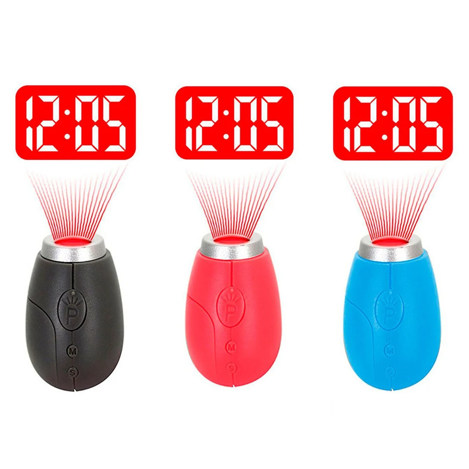 Mini LED Projection Clock - Portable Travel Clock With Night Light & Hanging Rope For Wall/Ceiling