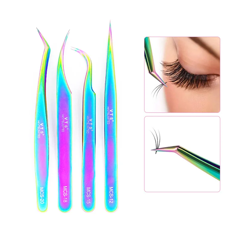 

1Pcs VTS Eyelashes Tweezers Stainless Steel Superhard High Precision Anti-static Tweezers for Eyelash Extensions Lashes Tools