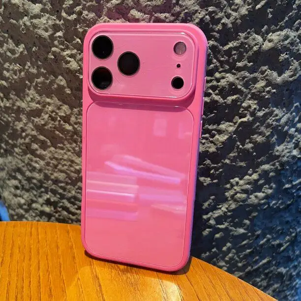 Glossy Tempered Glass Phone Case with Crystal Lens Protection and Shockproof Bumper