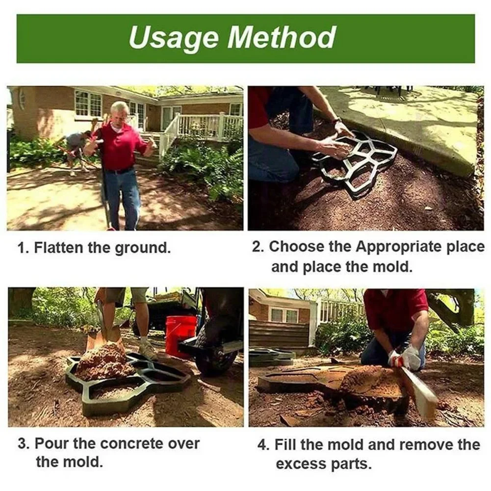 Garden Path Maker Mold Plastic DIY Garden Mold Manually Paving Cement Brick Stone Road Concrete Mould Reusable Manually Paving